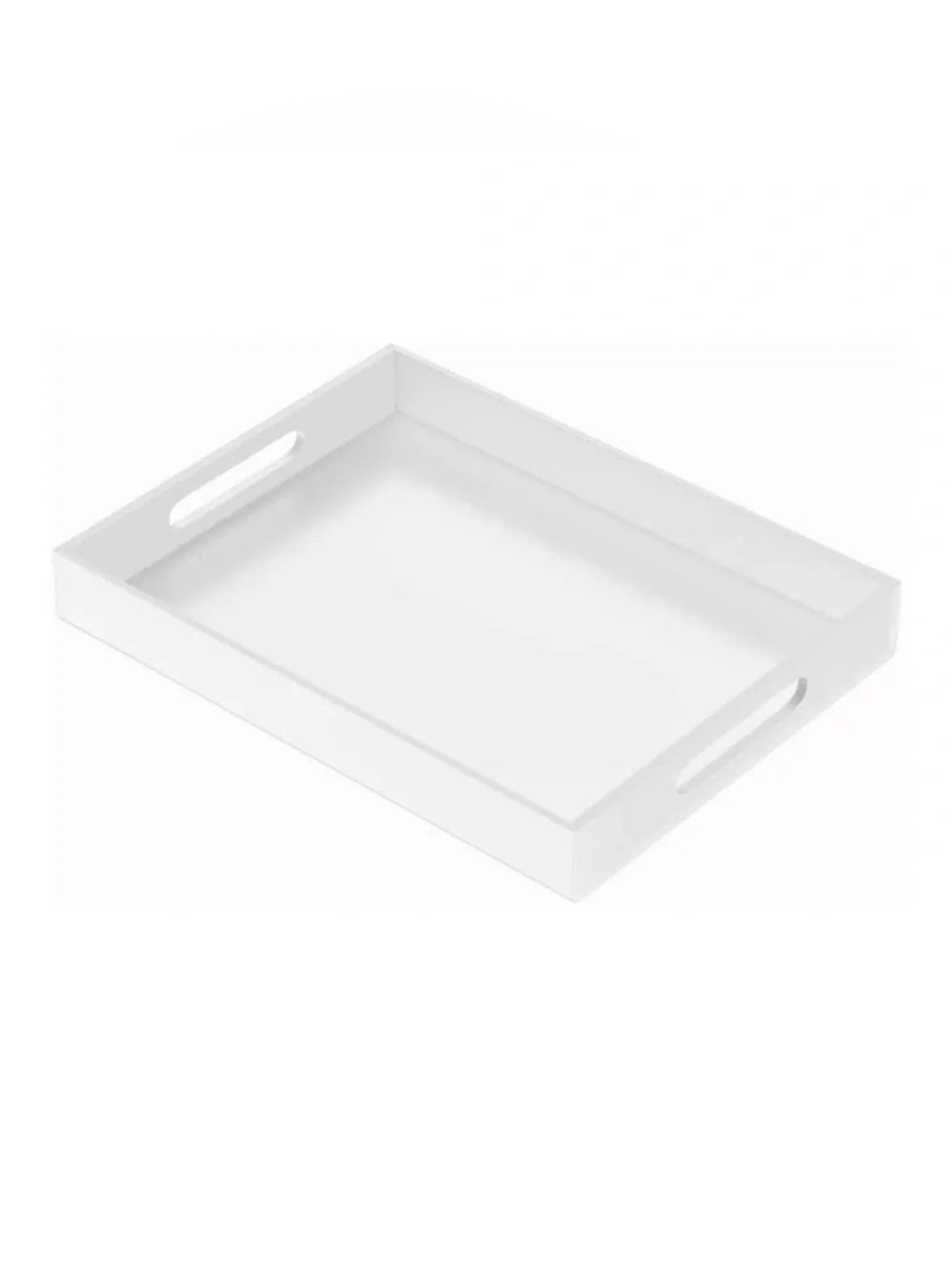 White Acrylic Serving Tray with Cutout Handles - Home Bath (12”x16”)